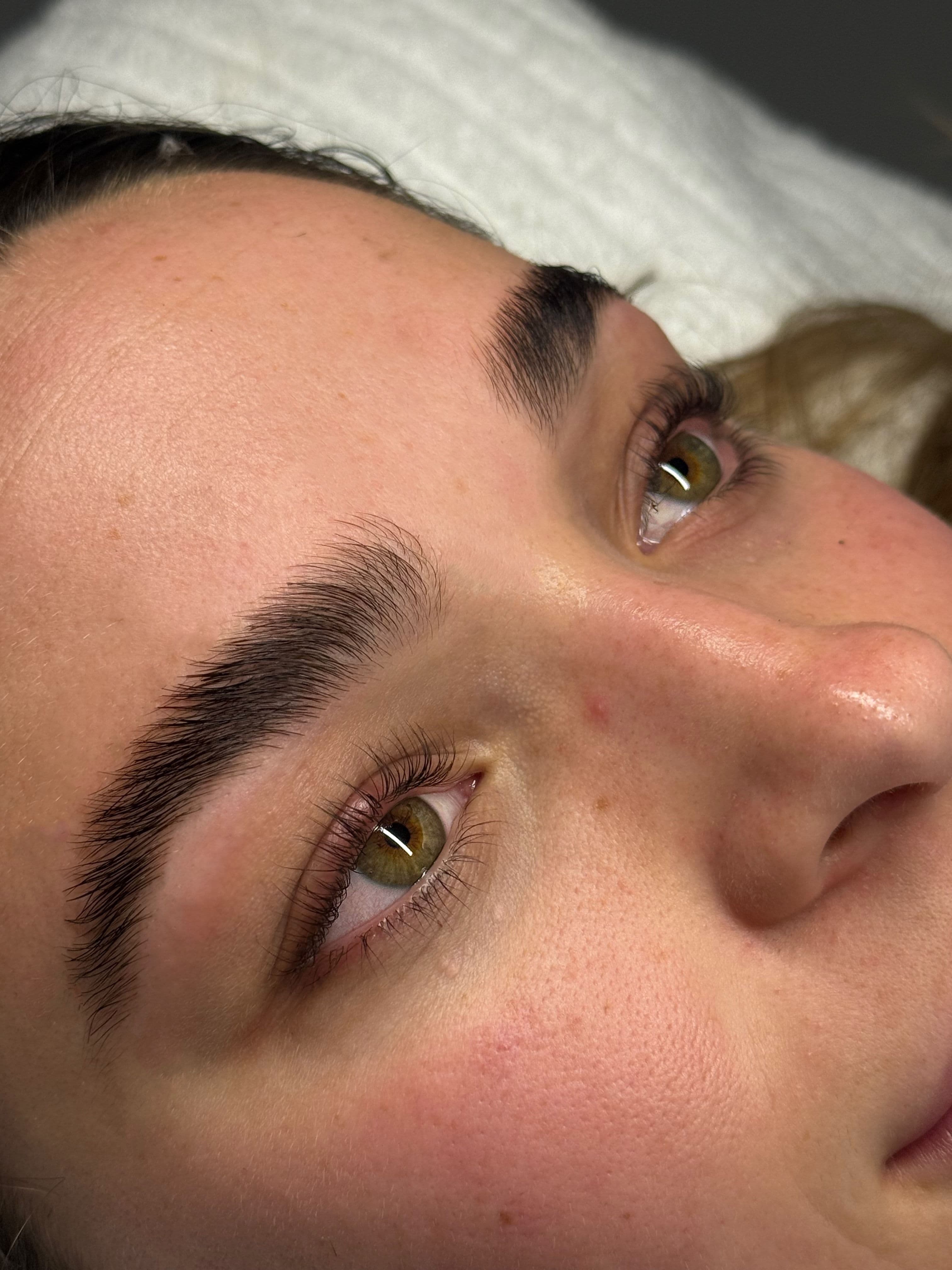 Brow lamination close-up